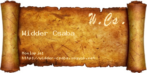 Widder Csaba névjegykártya